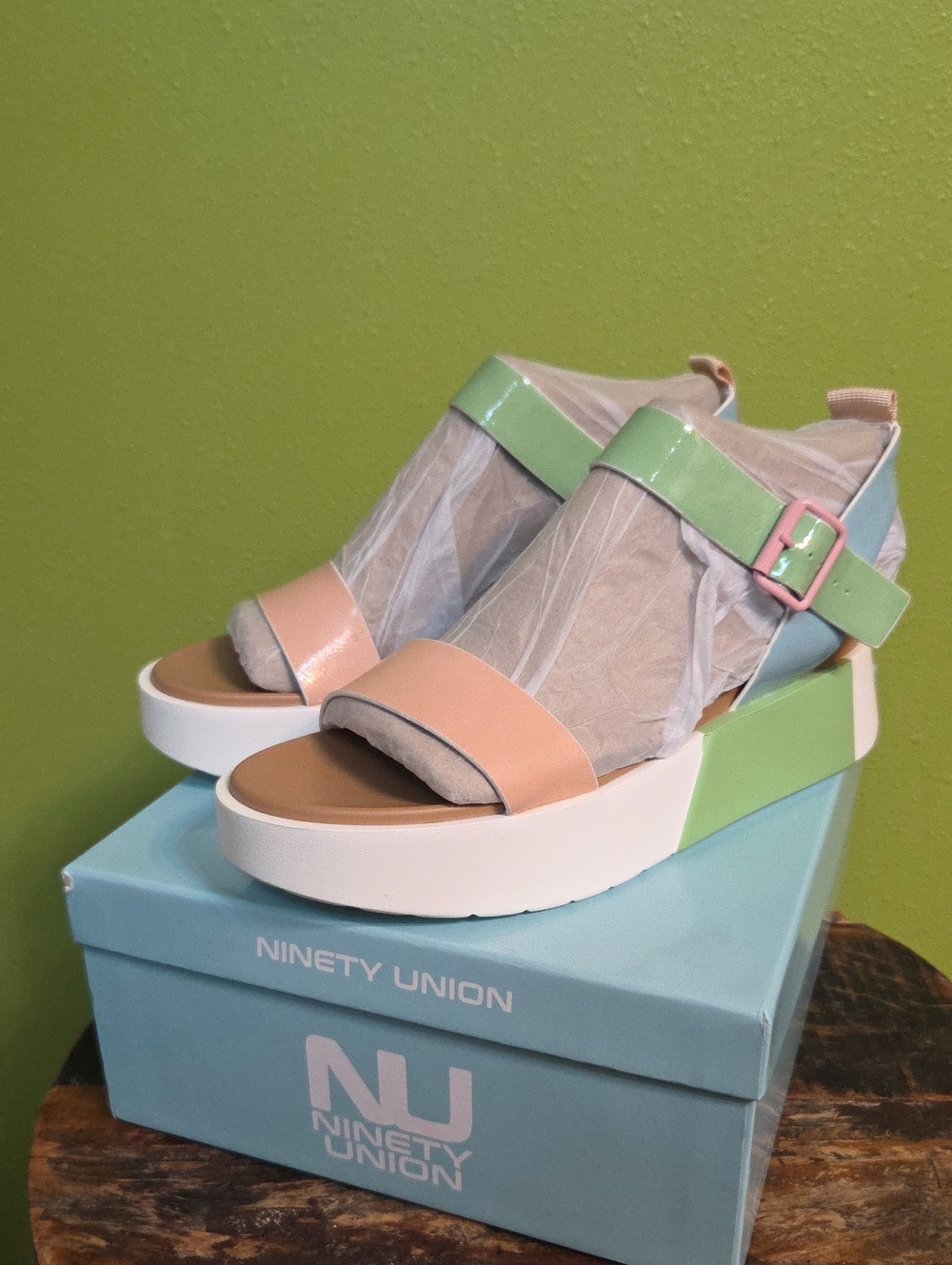 Ninety Union Pastel Platform Sandals - Peach & Mint